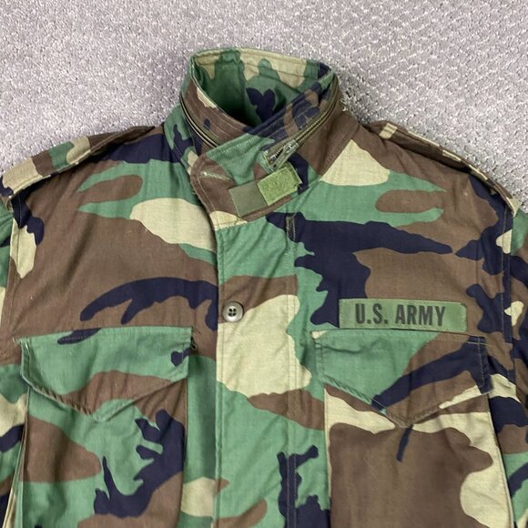 Vintage Alpha Industries US Army M65 Jacket Coat Men's Small Short Woodland Camo - Picture 4 of 16